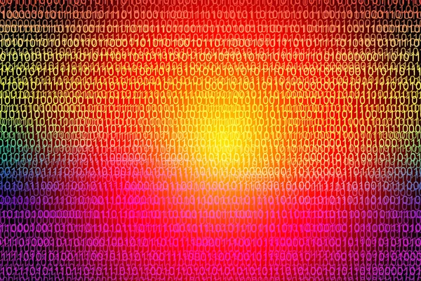 Colorful color background from a matrix of binary code. — 图库照片