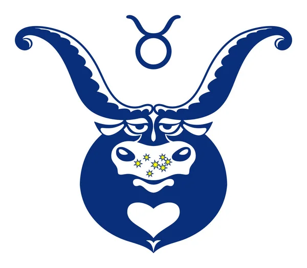 Znamení Zvěrokruhu Taurus Roztomilý Býk Podobě Astrologického Symbolu Souhvězdí Taurus — Stockový vektor