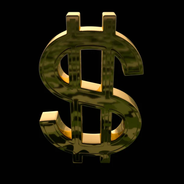 Gulddollartecken Med Återspegling Militärkamouflage Rendering Illustration Isolerad Svart — Stockfoto