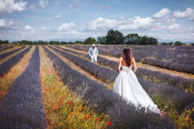 Gelin ve damat lavanta alanına stand