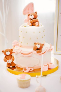 doğum günü pastası oyuncak ayılar ile bir yıl