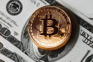 bitcoins bir yığın yukarıda foreshortening