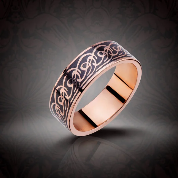 Anillo Oro Diseño Con Patrón Para Mujer — Foto de Stock