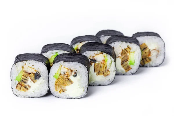 Heerlijke Sushi Met Rijst Acht Stukken — Stockfoto
