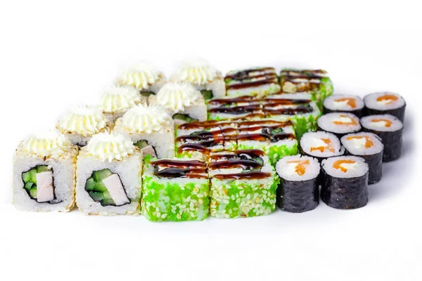 Sushi Set Van Verschillende Soorten — Stockfoto