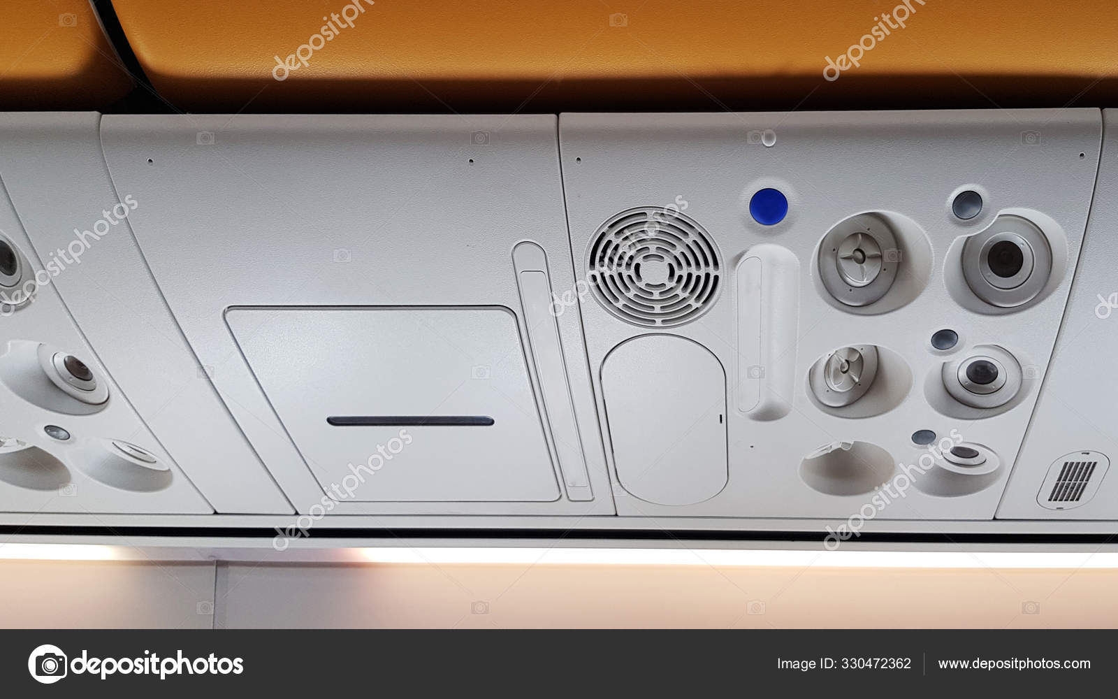 Air Conditioning Light Control Panel Passenger Airplane Stock Photo by