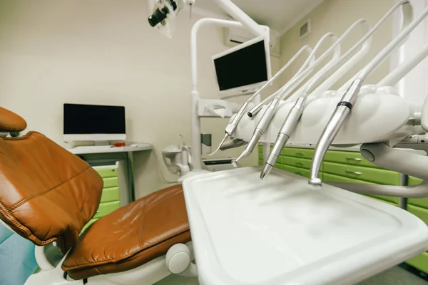 Lugar Para Paciente Consultorio Del Dentista Máquina Boro Primer Plano — Foto de Stock