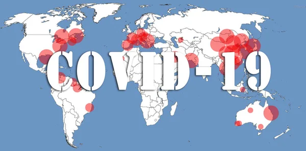 Carte Infection Par Coronavirus Humain Dans Monde — Photo