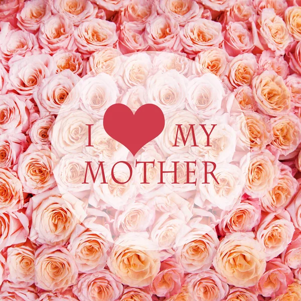 Inscriptie Met Een Liefdesverklaring Voor Mama Een Achtergrond Van Bloemen — Stockfoto
