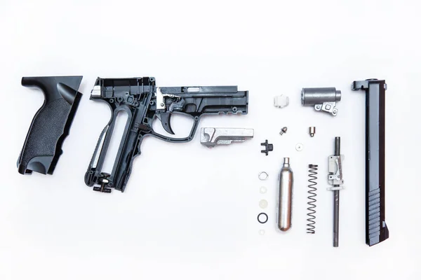 Riparazione Pistola Aria Vista Dall Alto Sfondo Bianco — Foto Stock