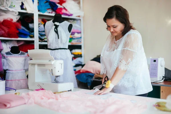 Seamstress Adult Woman Works Workshop — Stock Photo, Image