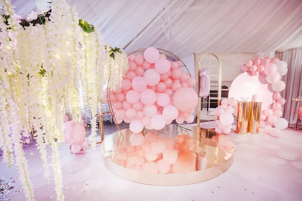 Pink Photo Area Balloons Birthday — Stock Photo, Image