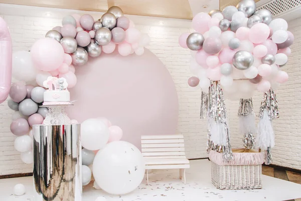 White Photo Area Birthday Balloons — Stock Photo, Image