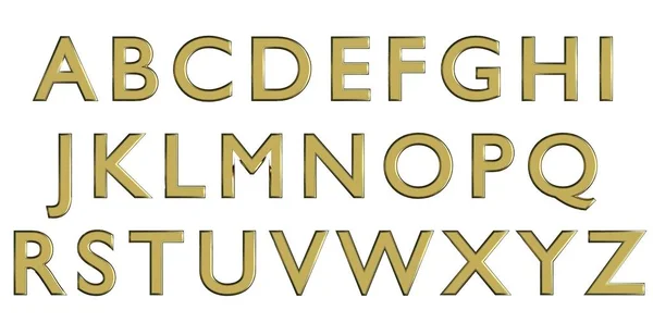 Alfabeto inglês em letras maiúsculas douradas, variante de fonte 3D personalizada . — Fotografia de Stock