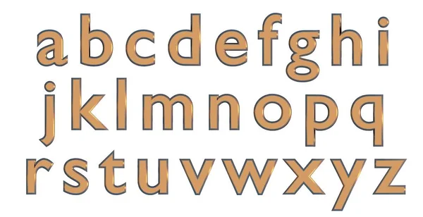 Russian alphabet in gold lower case letters, custom 3D font variant . — стоковое фото