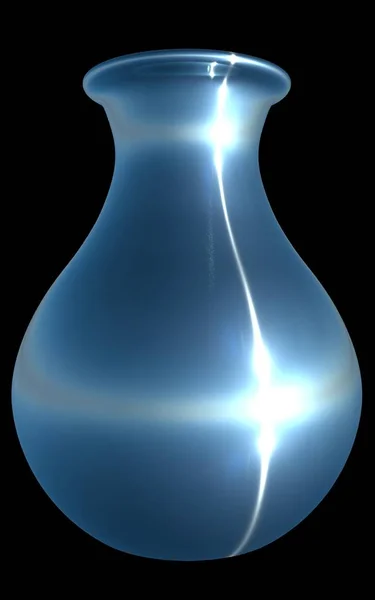 Vase en verre bleu, isolé, fond noir. rendu 3D . — Photo