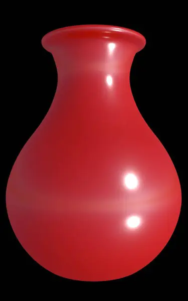 Vase en verre rouge / céramique, isolé, fond noir. rendu 3D . — Photo