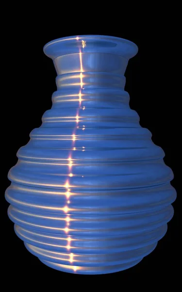 青いガラスの花瓶, 分離, 黒の背景。3 d のレンダリング. — ストック写真