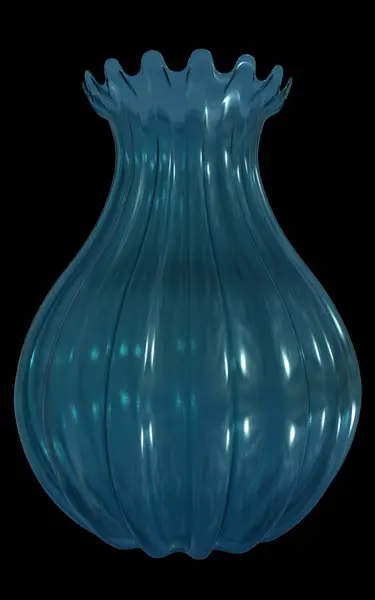 Vase en verre bleu, isolé, fond noir. rendu 3D . — Photo