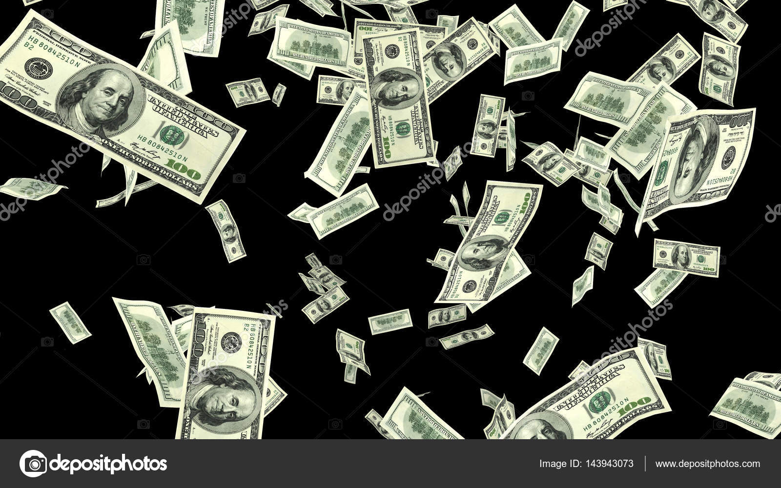 Raining Hundred dollar bills in black background. Stock Photo by  ©RuslanLarin 143943073