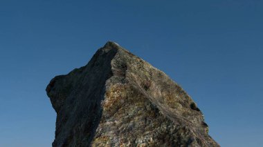 Rock zengin mavi gökyüzü önünde. Gerçekçi 3d render.