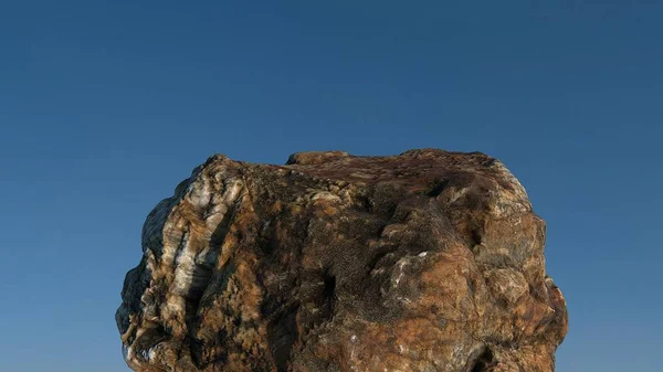 Roca / montaña frente al cielo azul. Renderizado 3D realista . —  Fotos de Stock