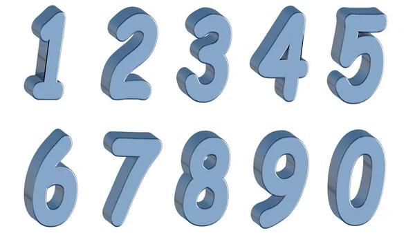 Set of 3D numbers. Blue comics style in white background. Isolated, easy to use. — Stock Photo, Image