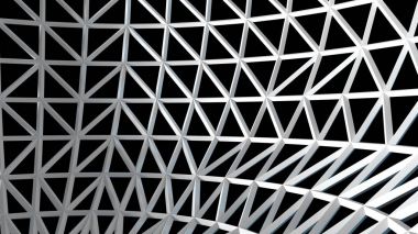 Siyah arka plan, soyut sanat, bir küre parçası ile 3D tel çerçeve beyaz. Render.