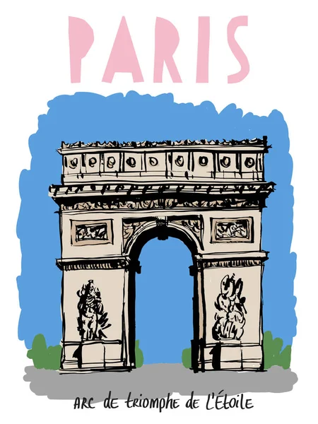 法国地标的矢量图像 大楼的彩色插图设计为明信片 适用于室内海报 T恤衫 邀请函 — 图库矢量图片