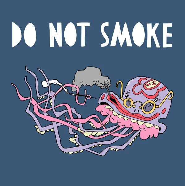 Pink Jellyfish Mouthpiece Glasses 스티커 티셔츠에 포스터 어린이 테마와 — 스톡 벡터