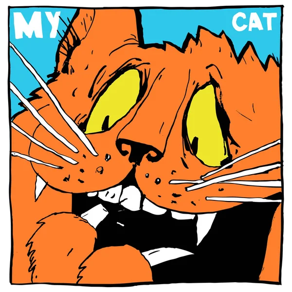 一只敏感的猫打破了钉子的肖像 他吓坏了 色彩幽默的插图 适合设计出版物和海报 — 图库矢量图片
