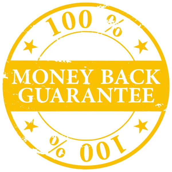 Gold colored 100% Money Back Guarantee grunge rubber stamp icon — Stock fotografie