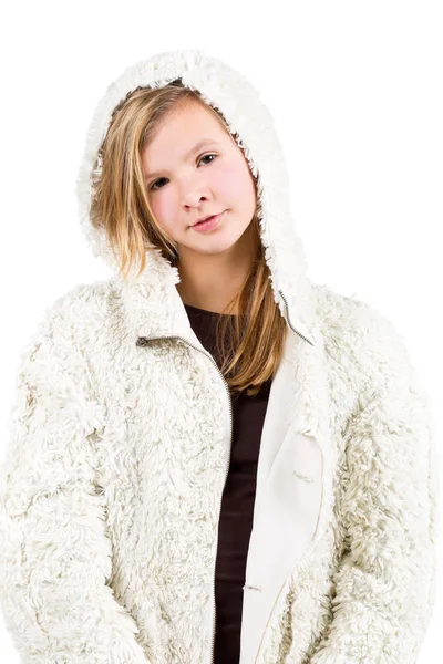 年轻的女孩，冬季夹克 — 图库照片