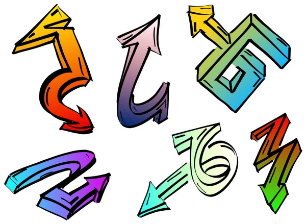 Set di frecce colorate graffiti — Foto Stock