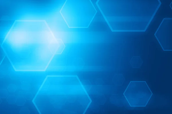 Abstrakcja Niebieski hexagon i linie świecące technologia tło — Zdjęcie stockowe