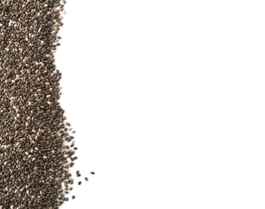 Ham işlenmemiş bütün kurutulmuş siyah chia tohum sınır arka plan