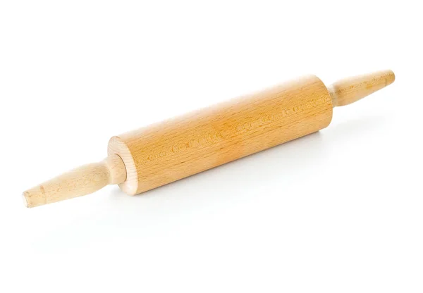 Wooden rolling pin kitchen utensil over white — Stock Photo, Image