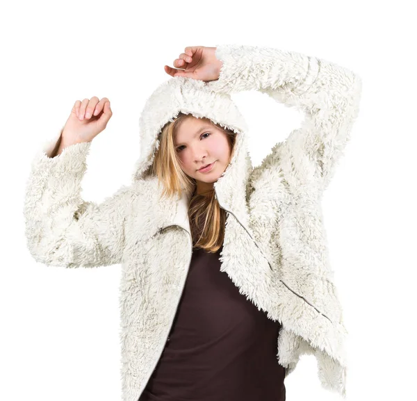 年轻的女孩，冬季夹克 — 图库照片