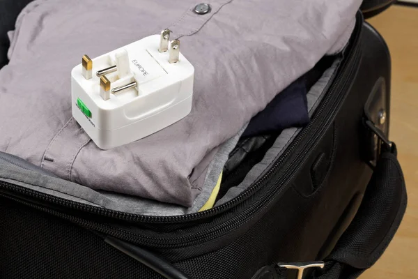 Travel power adapter with connectors for european, UK, and US po — Stock Photo, Image