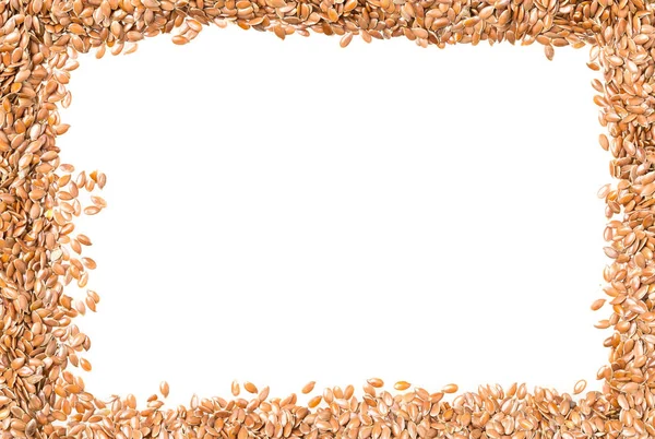 Ham, işlenmemiş keten tohumu ya da keten tohumu çerçeve kenarlığı — Stok fotoğraf