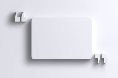 3D boş tırnak işaretleri çerçeve beyaz duvar