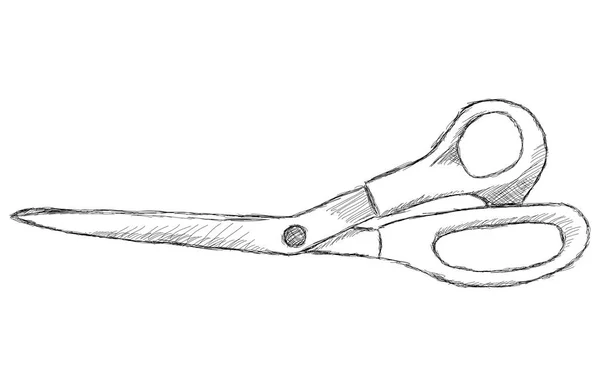 Línea dibujada a mano garabato dibujado tijeras cerradas aisladas — Foto de Stock