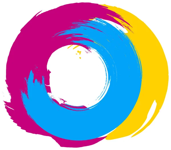 Abstrait coloré pinceau tourbillon cercle isolé — Photo