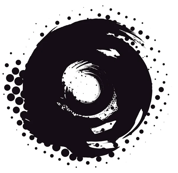Abstrait noir et blanc demi-ton pinceau tourbillon cercle isolat — Photo