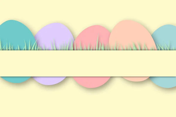 Pastel colored minimal easter design with colored easter eggs an — Stock Photo, Image