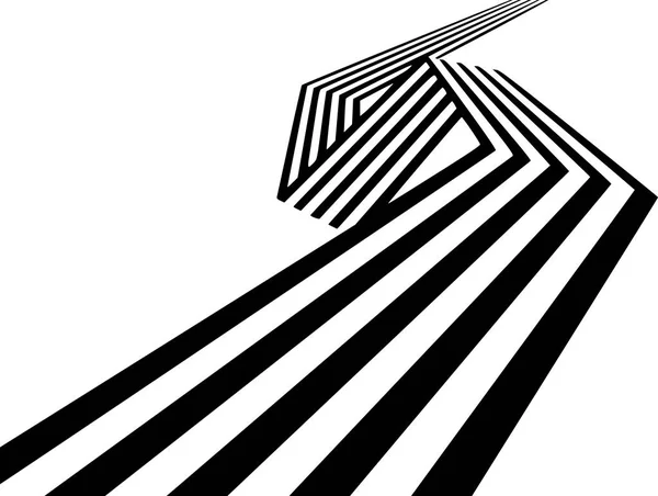 Abstrakte schwarze und weiße Streifen gebogen Band geometrische Form — Stockfoto
