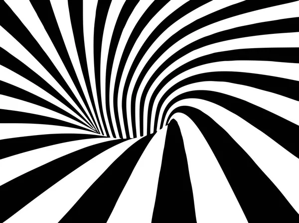 Abstrakte schwarz-weiß gestreifte optische Täuschung dreidimensional — Stockfoto