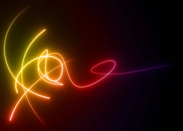 Curved, rainbow colored glowing lines curves design element — Stock Photo, Image