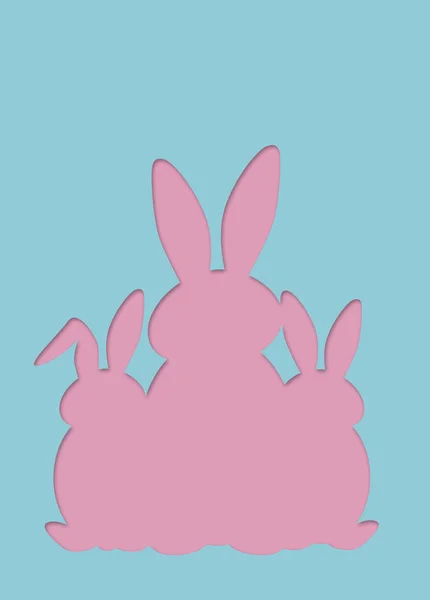 Pastel colored minimal easter design with easter bunnies — Stock Photo, Image