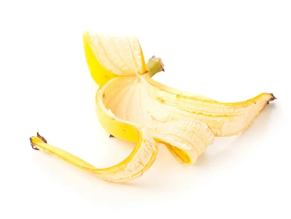 Sárga banán bőr, fehér — Stock Fotó